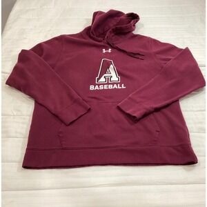 Under Armour Mens ColdGear Baseball Hoodie Maroon Pullover Sweatshirt Large LG